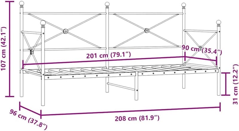 Schwarzes Etagenbett aus Stahl 90x200 cm – vielseitig und bequem
