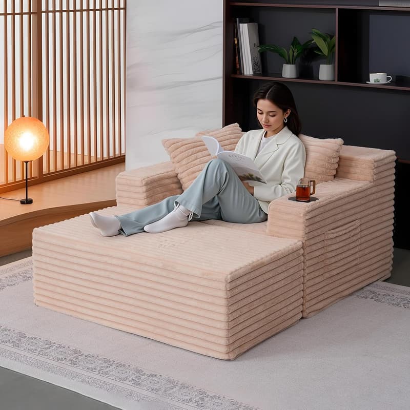 Übergroßer Chaiselongue-Sessel aus Kunstfell für Wohnzimmer