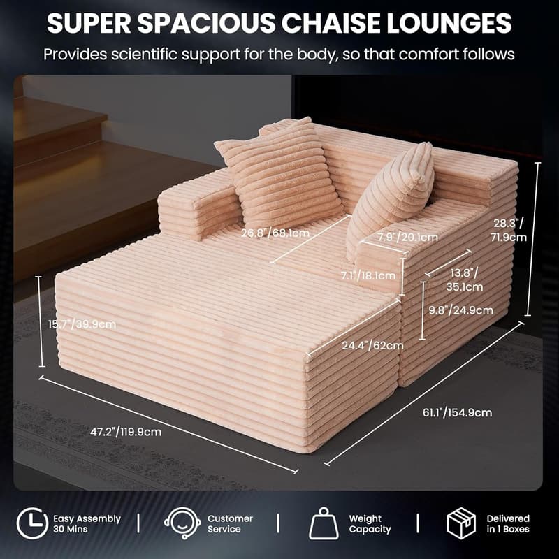 Übergroßer Chaiselongue-Sessel aus Kunstfell für Wohnzimmer
