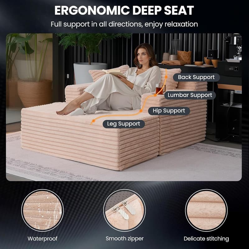 Übergroßer Chaiselongue-Sessel aus Kunstfell für Wohnzimmer