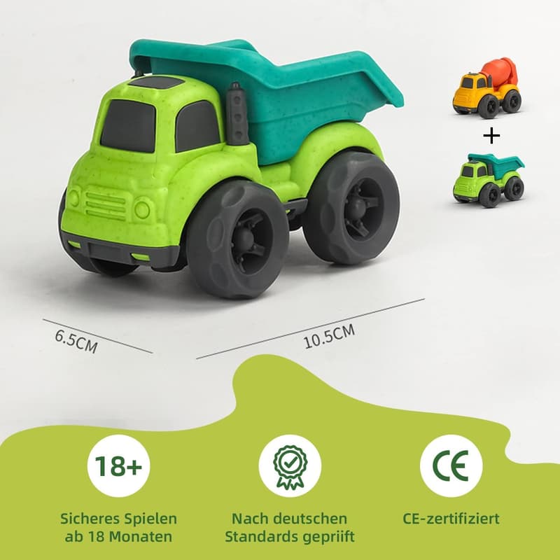 Nachhaltiges LKW Spielzeug für Kinder ab 1 Jahr – Bio-Kunststoff, Indoor/Outdoor (Grün)