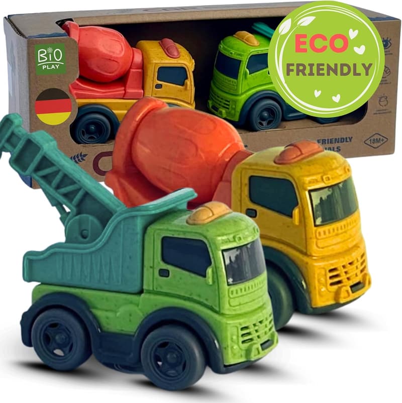 Nachhaltige Mini-Trucks aus Bio-Kunststoff für Kinder ab 1 Jahr