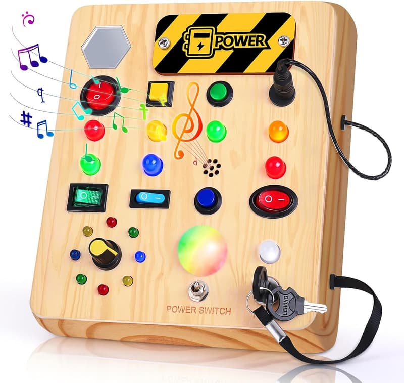 Montessori Aktionsbrett für Babys 1-3 Jahre mit Musik & LED