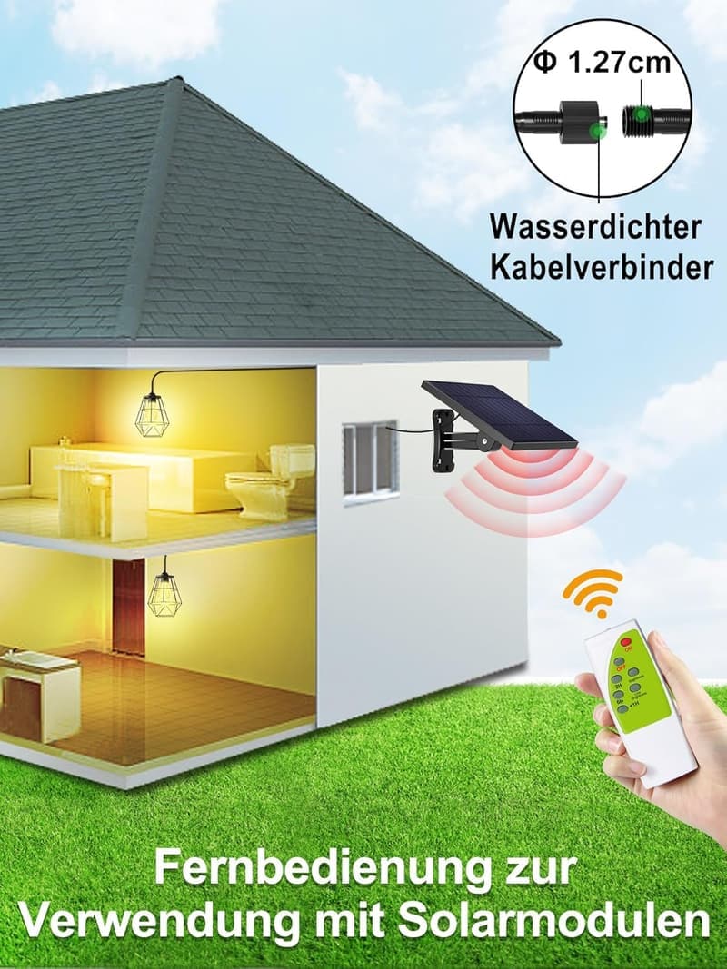 Solar-Hängeleuchte mit Fernbedienung für Garten, Terrasse und Balkon