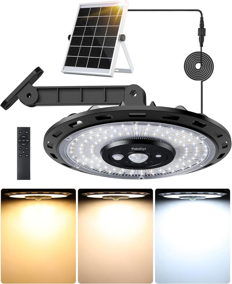Solar Pendelleuchte mit Bewegungsmelder – 3000LM, IP65, 3 Farben, für Garten und Terrasse