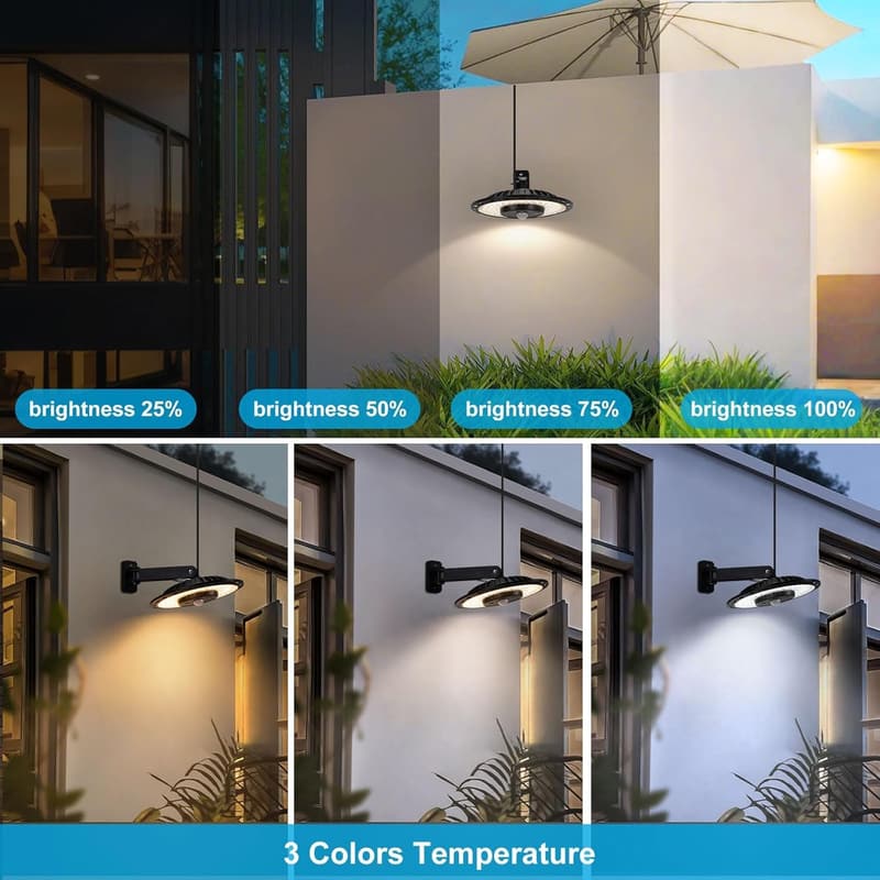 ENCOFT Solar Hängeleuchte für Innen/Außen mit Fernbedienung, 3 Farbtemperaturen, 228 LED, IP65 wasserdicht