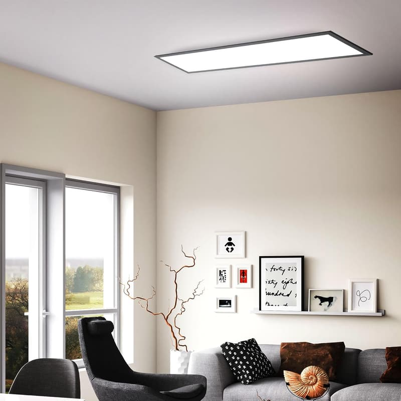 Ultraflache LED Deckenlampe 22W, 2300 Lumen, Schwarz