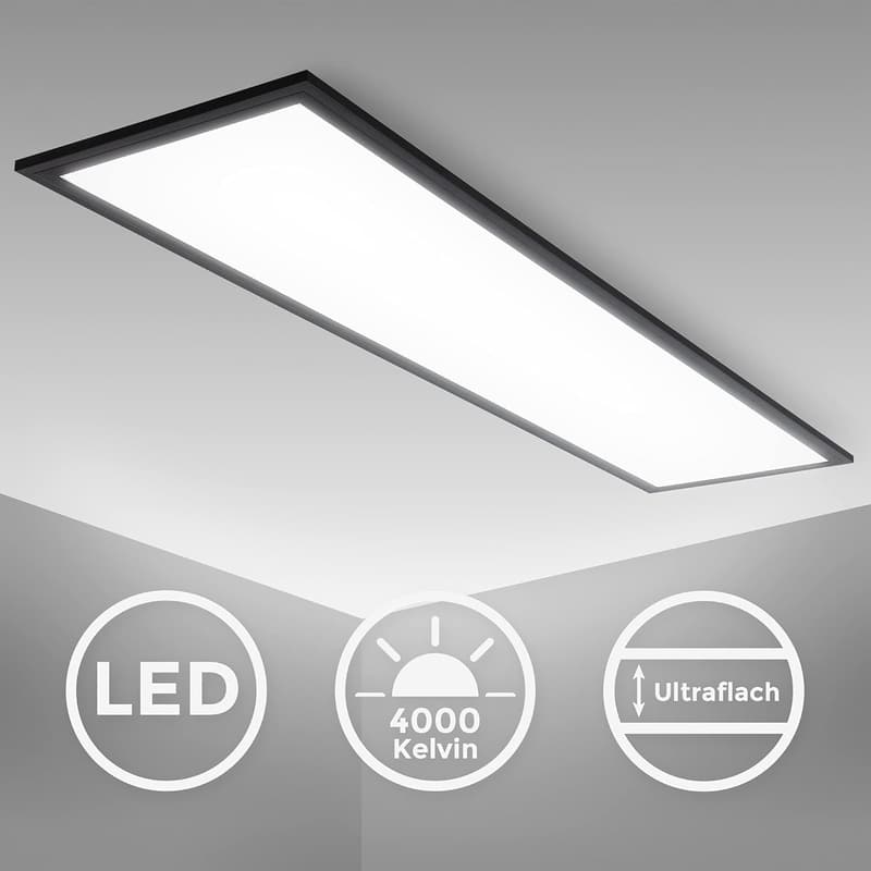 Ultraflache LED Deckenlampe 22W, 2300 Lumen, Schwarz