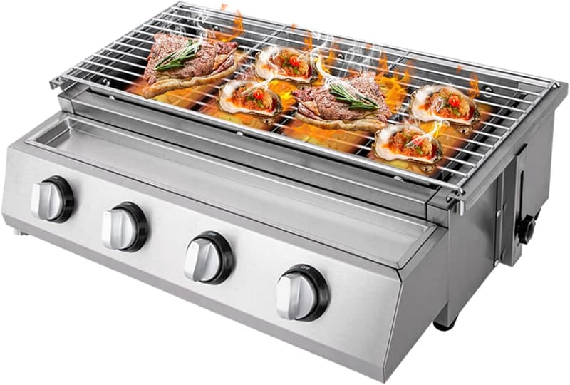 Tragbarer 4-Flammen Gasgrill für Gartenpartys und Picknick
