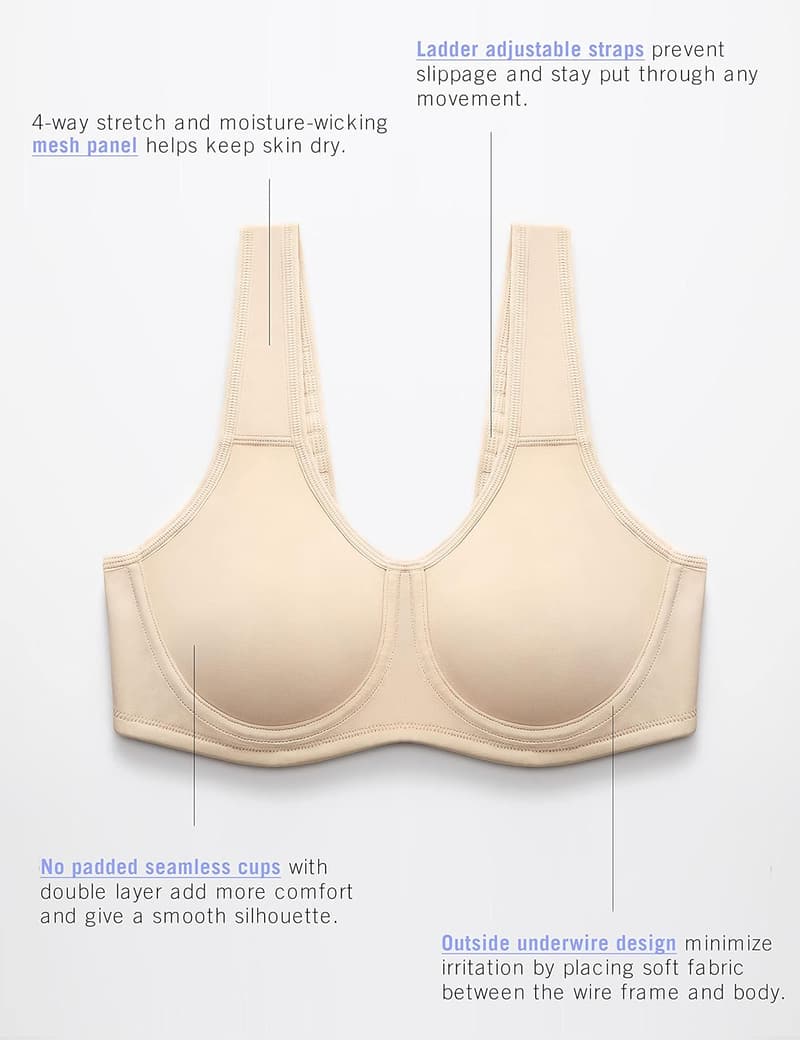 SYROKAN Sport-BH mit Bügel für Damen, starker Halt für große Größen