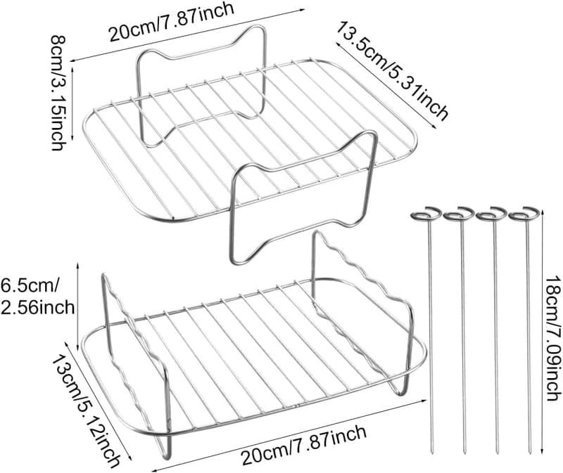 Edelstahl-Heißluftfrittiergrill-Rack mit 4 Spießen für Ninja AF500EU