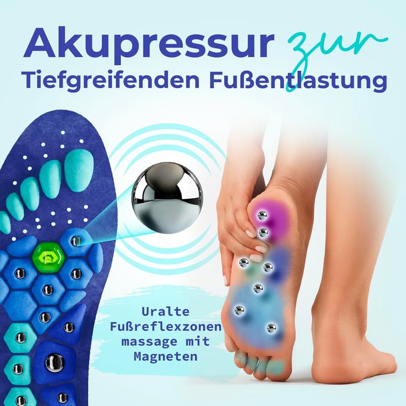 Akusoli Akupressur Einlegesohlen für Herren und Damen, Größe EU42-47