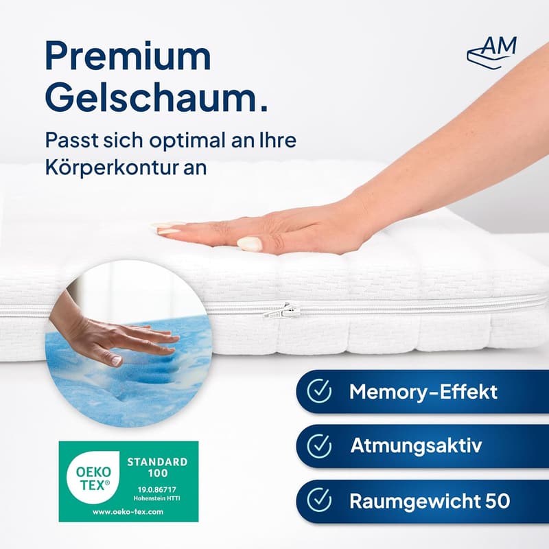 Gelschaum-Topper 180x200cm - Weiche Matratzenauflage Made in Germany