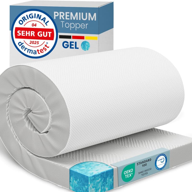 Gel-Memory-Schaum Matratzentopper 80x190cm mit atmungsaktivem Bezug