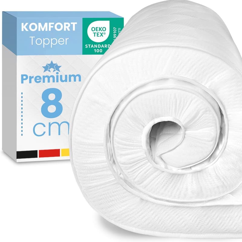 Komfortschaum Matratzen Topper 90x200cm, atmungsaktiv, 8cm hoch