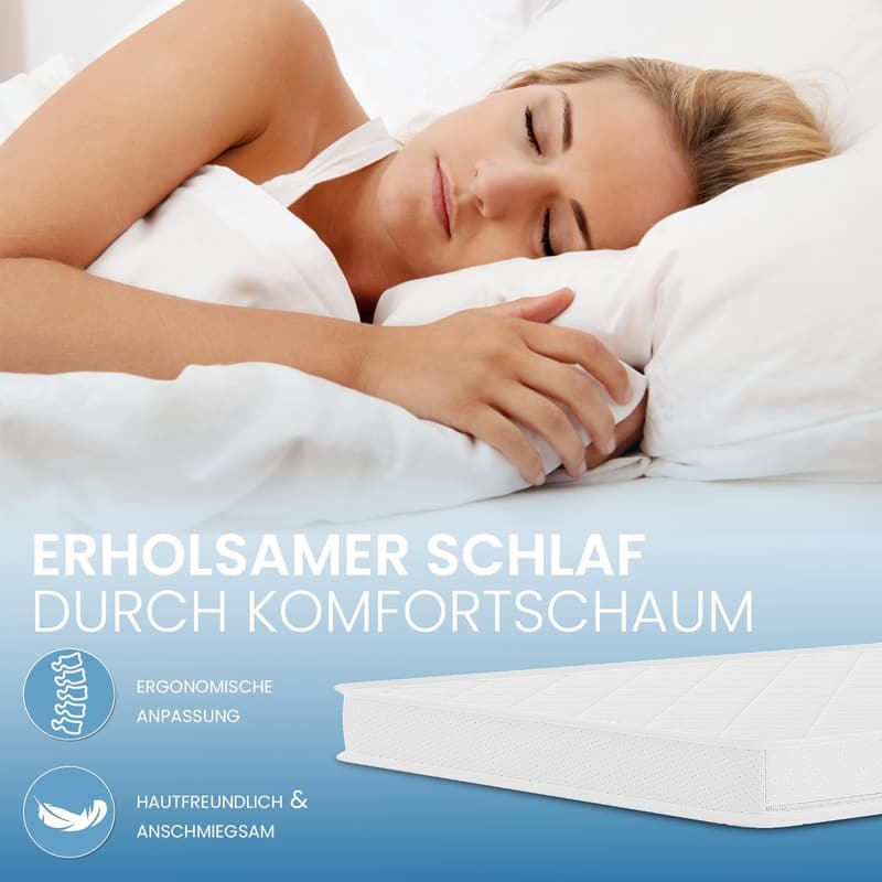 Komfortschaum Matratzen Topper 90x200cm, atmungsaktiv, 8cm hoch