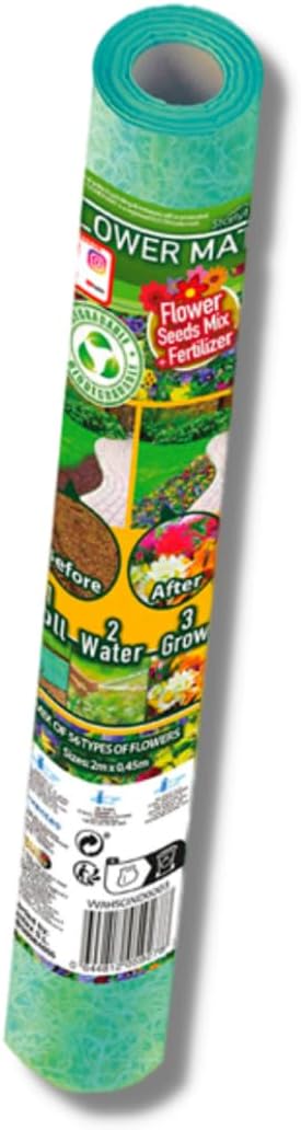 Biologisch abbaubare Blumensamenmatte für Garten (2 m x 0,45 m)