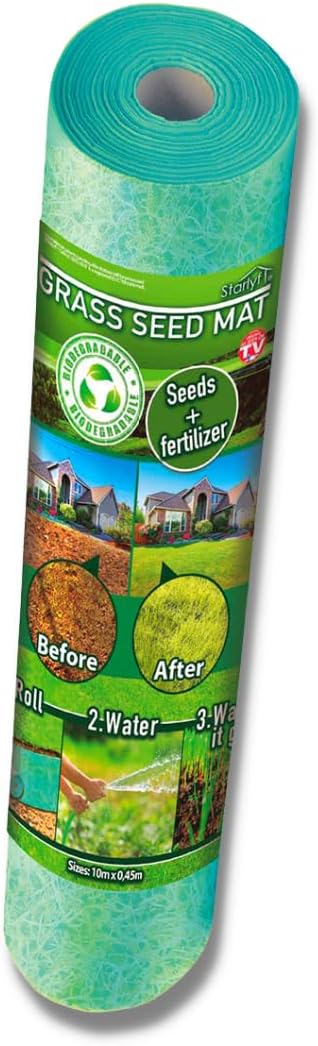 Biologisch abbaubare Grassamenmatte - 10m x 0,45m für Rasenpflege