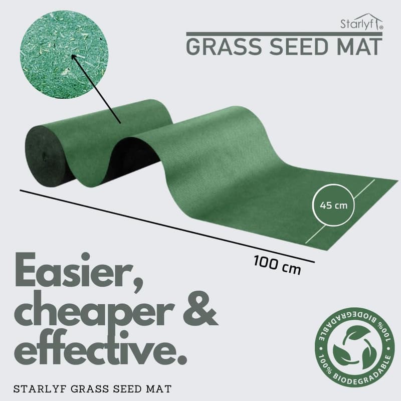 Biologisch abbaubare Grassamenmatte - 10m x 0,45m für Rasenpflege