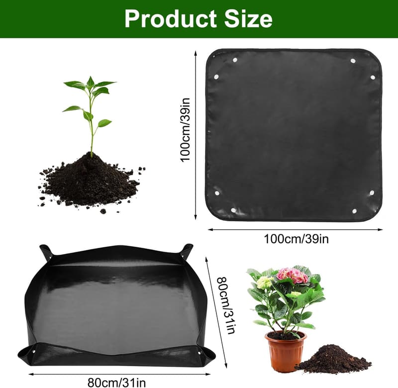 Wasserdichte Pflanzmatte 100x100 cm – Faltbare Gartenunterlage