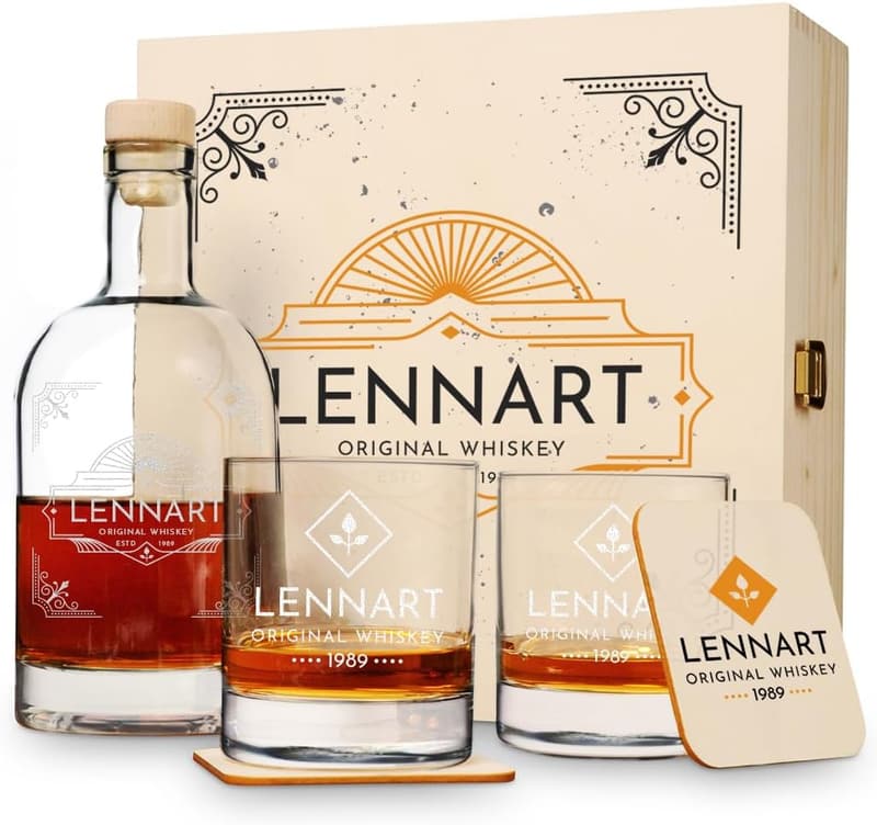 Individuelles Whisky Set mit Gravur - 6-tlg. Geschenk-Box zum Geburtstag