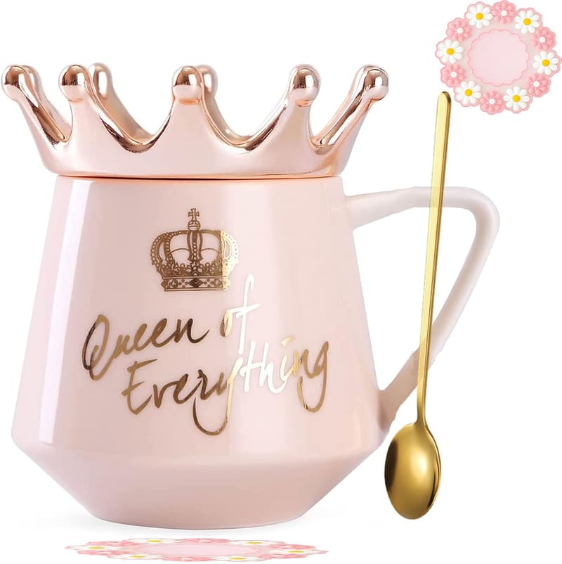 Königin Elizabeth Tasse mit Deckel – Keramik Geb. Geschenk für Frauen