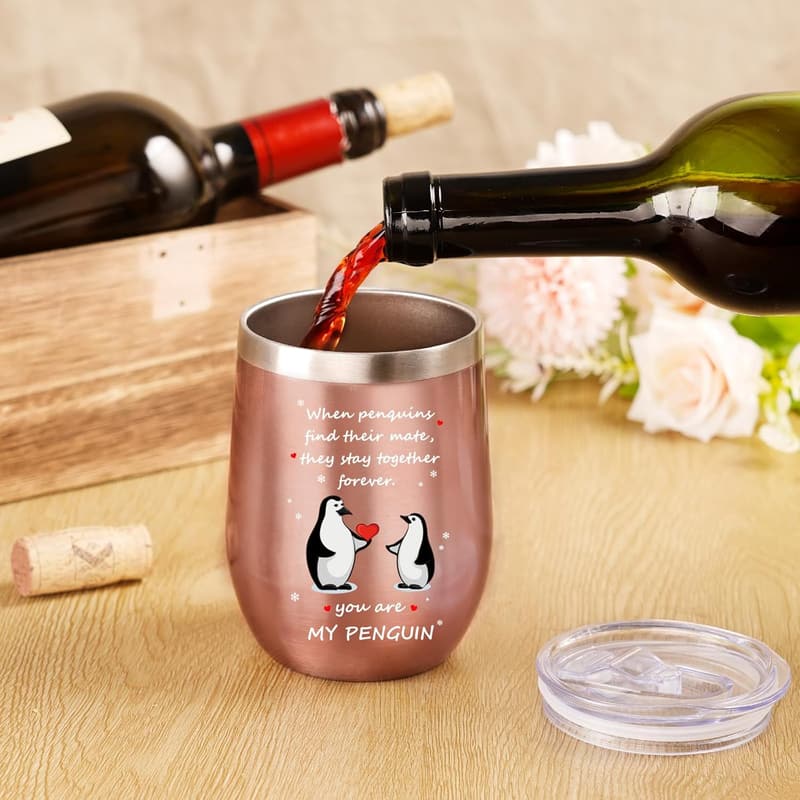 Valentinstag Pinguin Thermobecher 350ml für Paare
