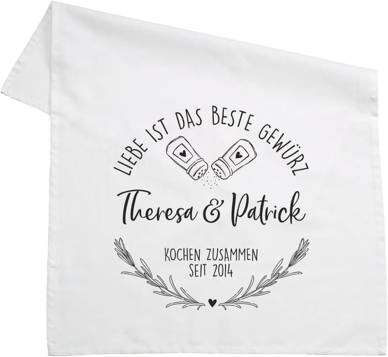 Personalisiertes Geschirrtuch aus 100% Baumwolle mit Wunschnamen