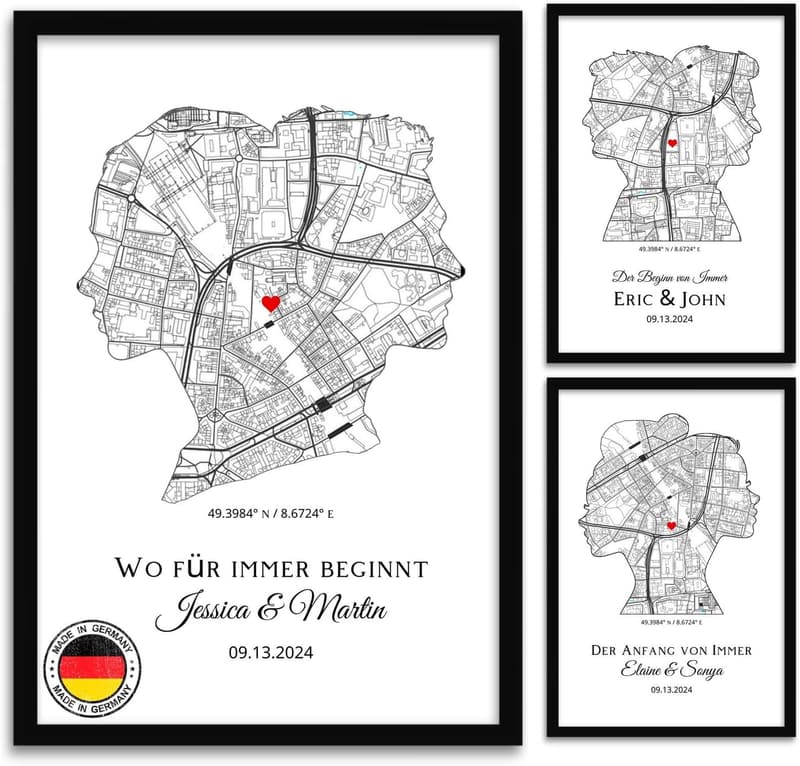 Personalisiertes Paar-Poster mit Wunschadresse – Geschenk zur Hochzeit für Paare