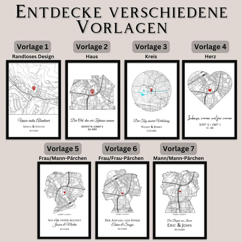 Personalisiertes Paar-Poster mit Wunschadresse – Geschenk zur Hochzeit für Paare