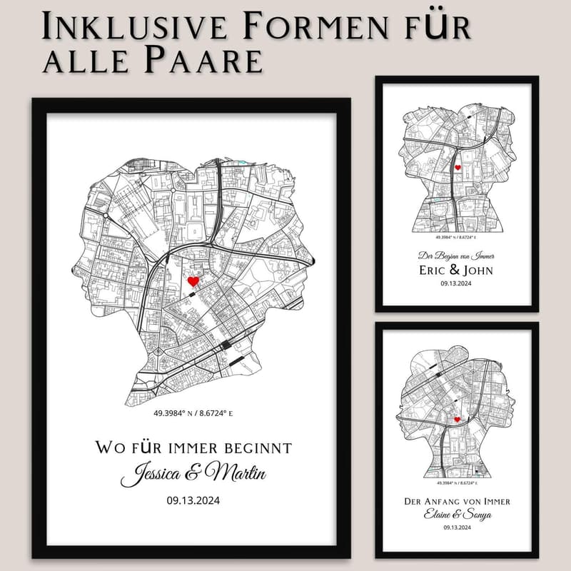 Personalisiertes Paar-Poster mit Wunschadresse – Geschenk zur Hochzeit für Paare