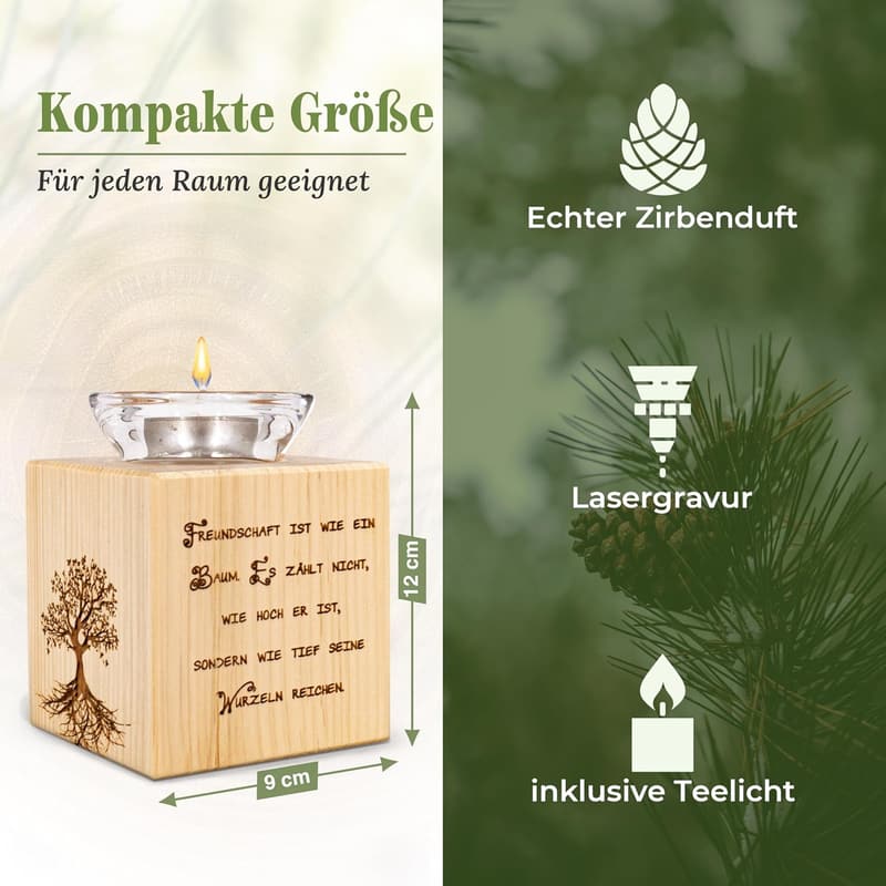 Zirbenholz Teelichthalter 
