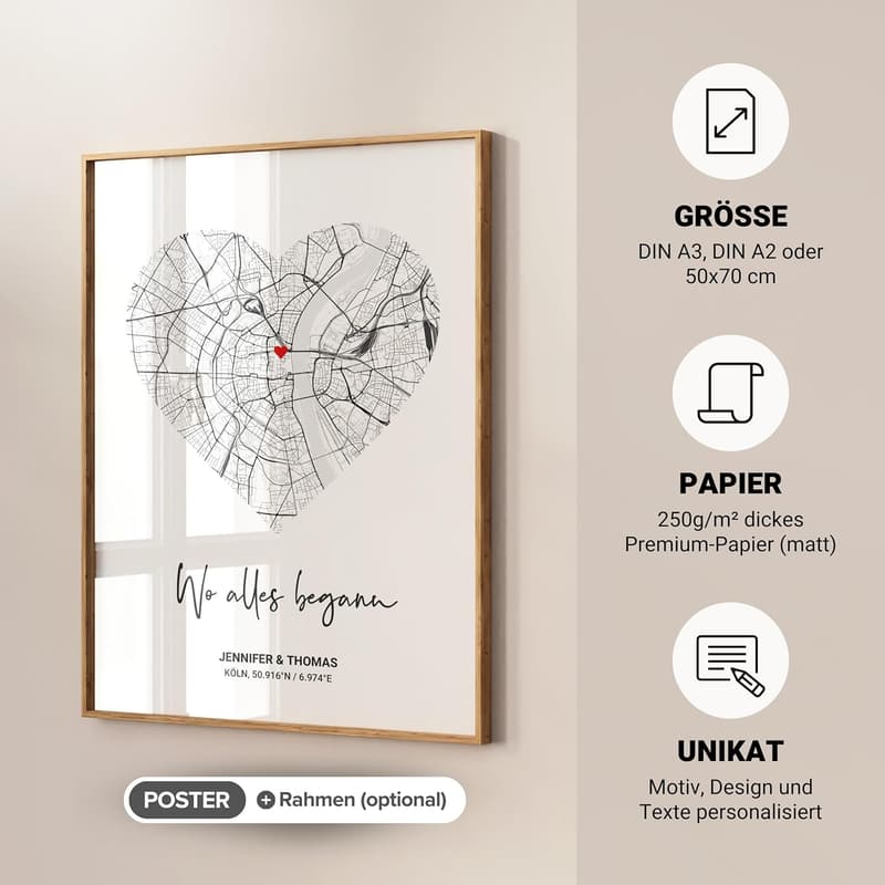 Hochzeitsgeschenk: Personalisierte Koordinaten für Paare