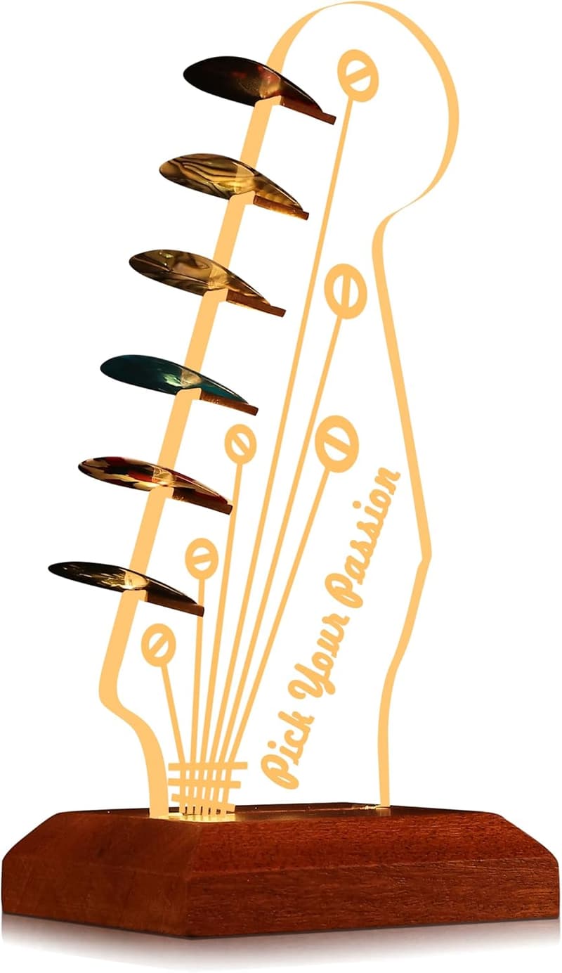 Acryl Gitarren-Pick-Halter mit Holzfuß für Gitarristen