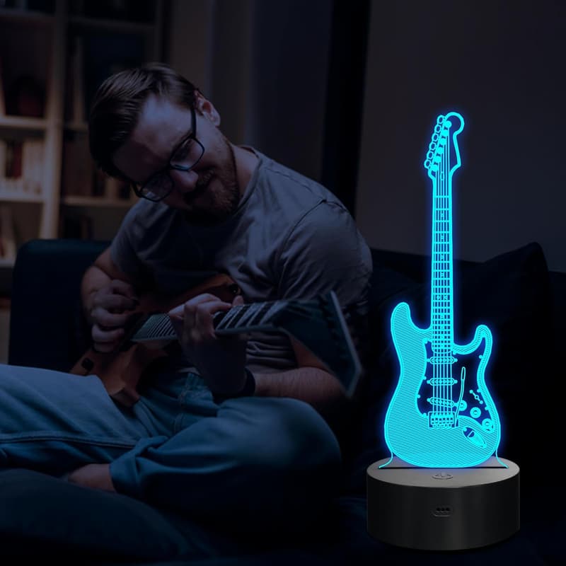 Elektrische Gitarre Nachtlicht mit Fernbedienung – Geschenk für Musikliebhaber