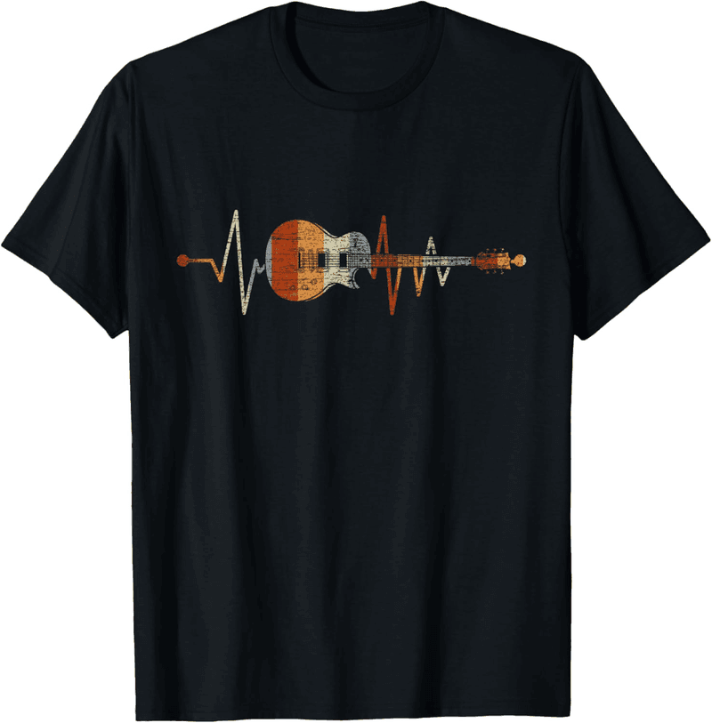 T-Shirt für Gitarrenspieler mit Herzschlag-Gitarren-Motiv