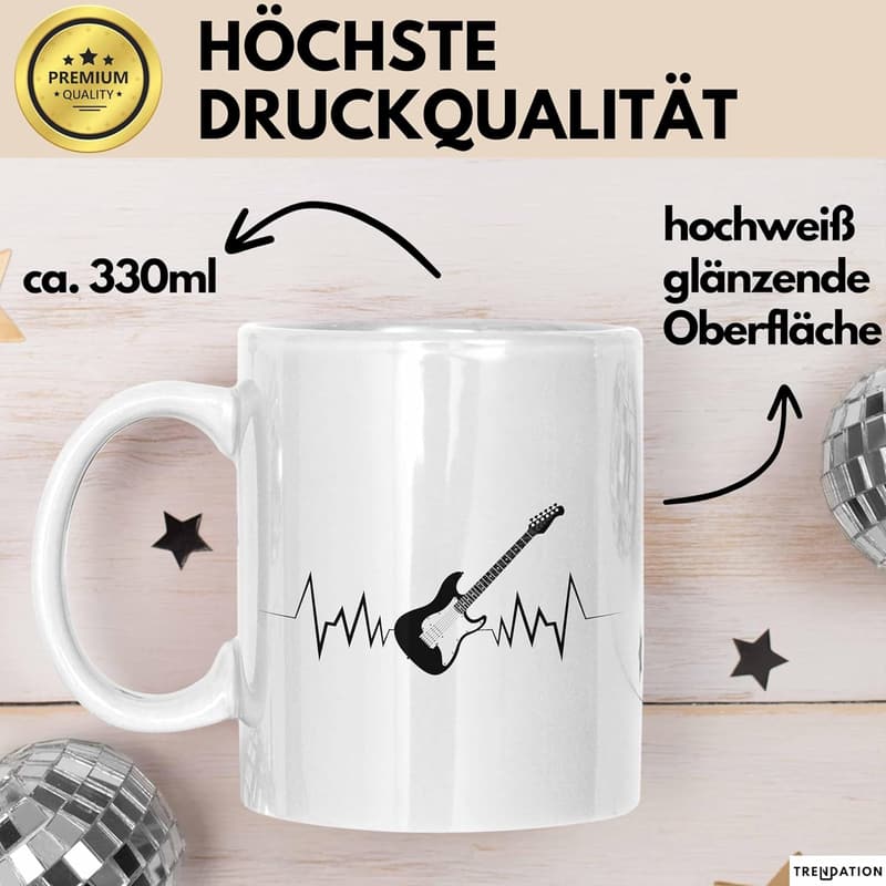 Gitarre Tasse mit Herzschlag für Gitarristen