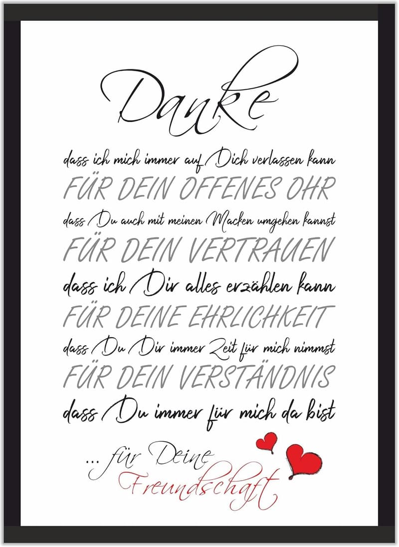 Dankeschön Kunstdruck für beste Freunde – ideales Geburtstagsgeschenk