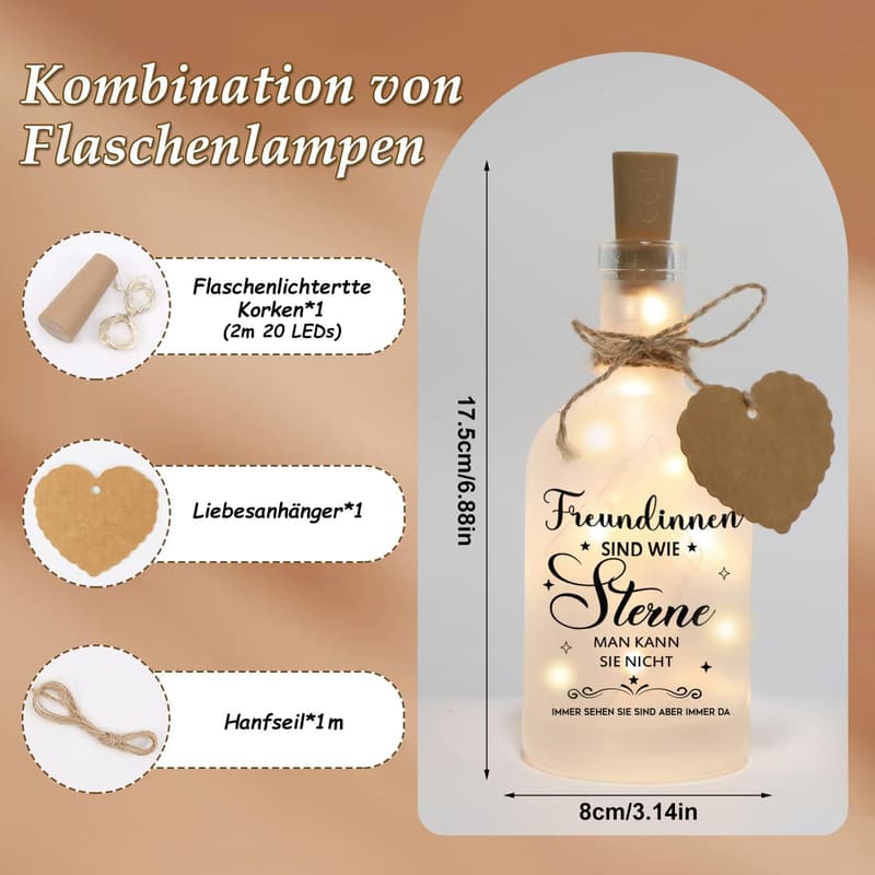 LED Flaschenlicht mit Spruch 