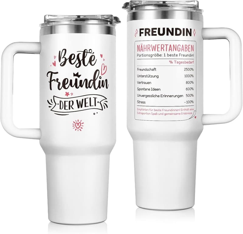 Thermobecher für die beste Freundin zum Geburtstag, 40 OZ mit Deckel und Strohhalm