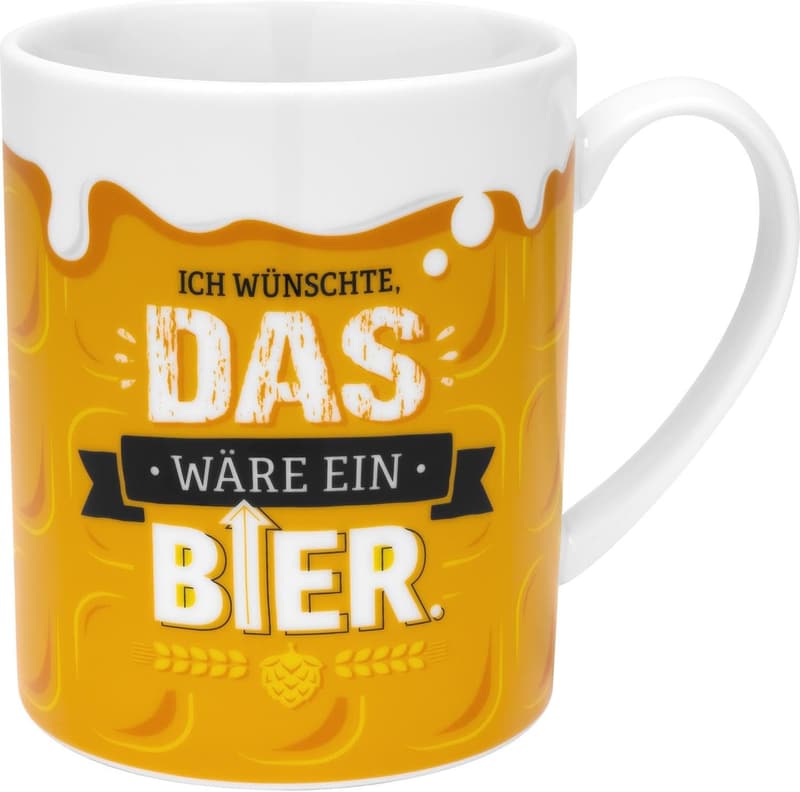 Lustige XL-Bier-Tasse aus Porzellan für Männer, 60 cl, gelb
