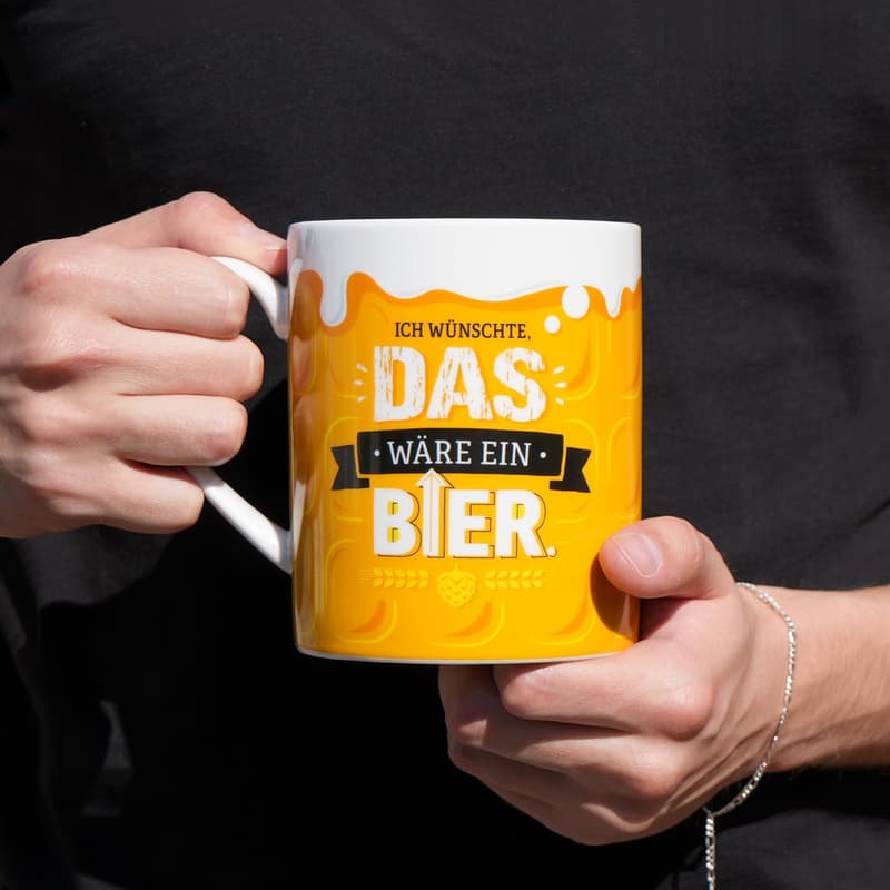 Lustige XL-Bier-Tasse aus Porzellan für Männer, 60 cl, gelb