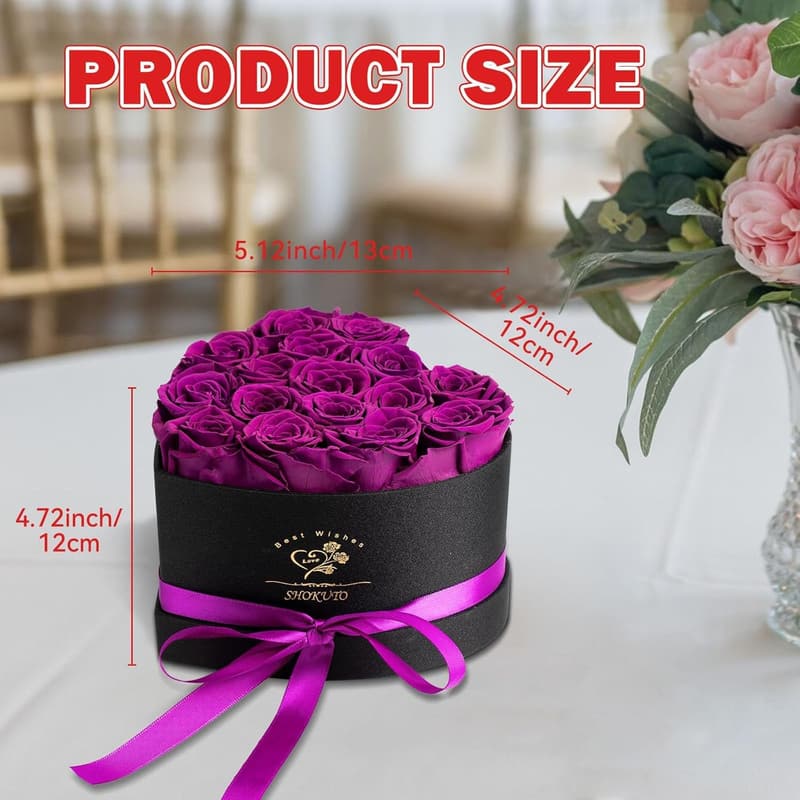 Ewige Rosen in Herzbox - Blumengeschenk für Frauen, Rot