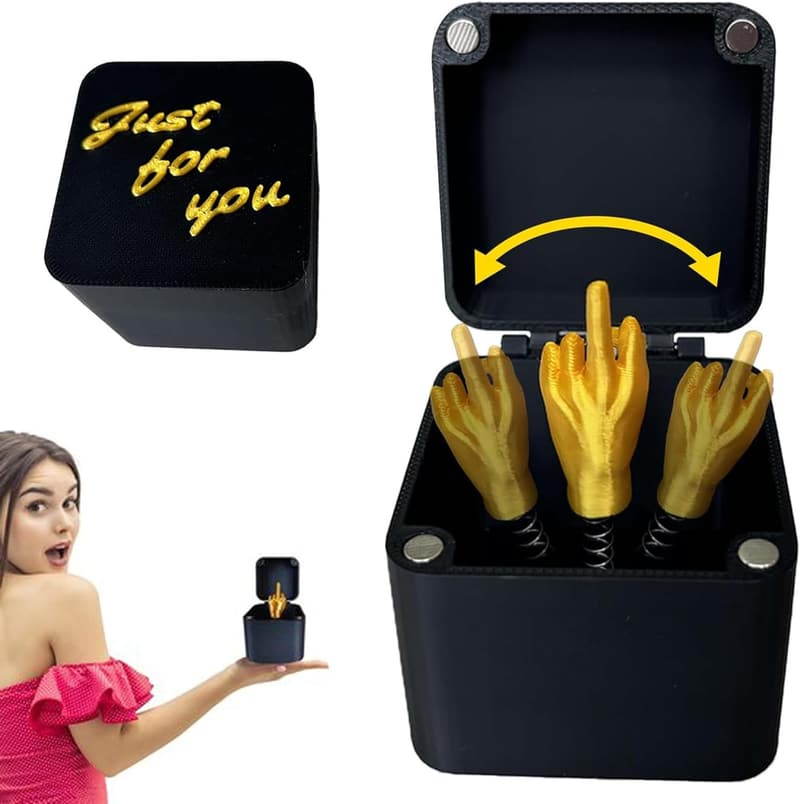 Überraschungsbox mit Mittelfinger – Prank Geschenk für Erwachsene