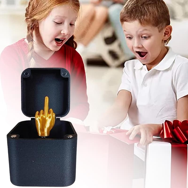Überraschungsbox mit Mittelfinger – Prank Geschenk für Erwachsene