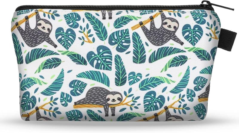 Kleine Kosmetiktasche aus Segeltuch mit Faultier für Frauen