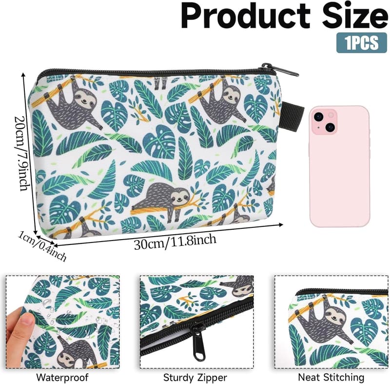 Kleine Kosmetiktasche aus Segeltuch mit Faultier für Frauen