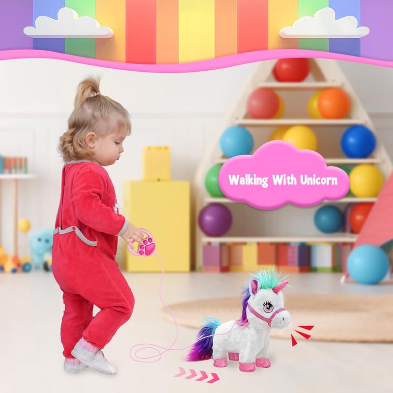 Einhorn Spielzeug mit Leine und Lichtfunktion für Kinder