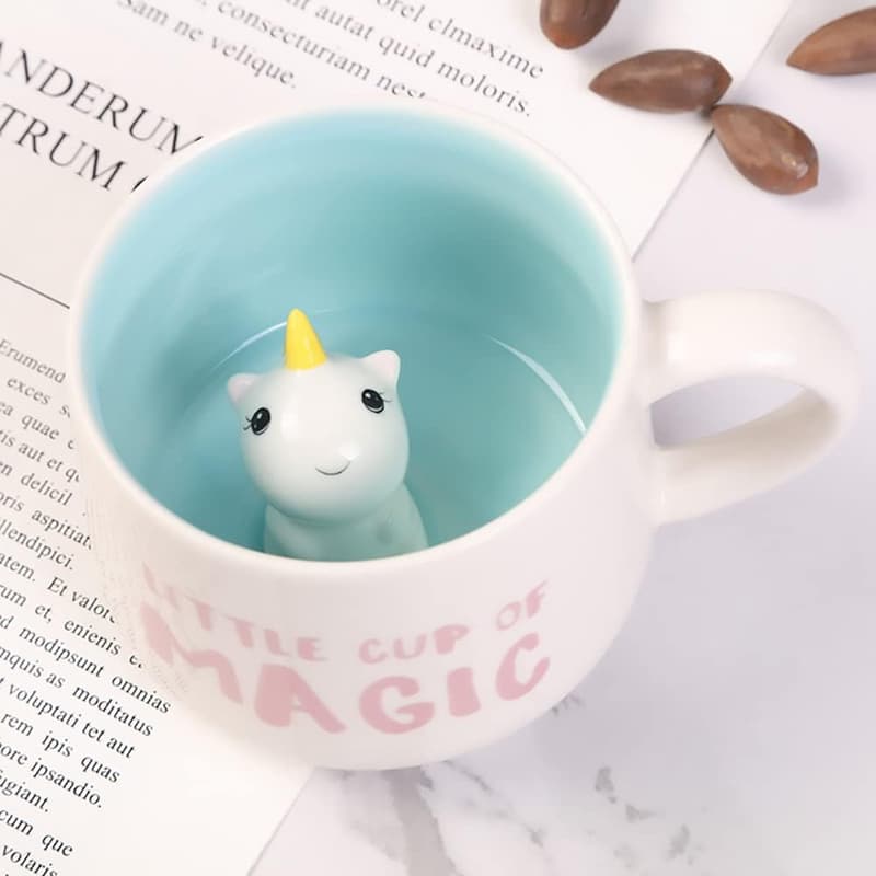 Handgefertigte 3D Einhorn Tasse aus Keramik für Frauen