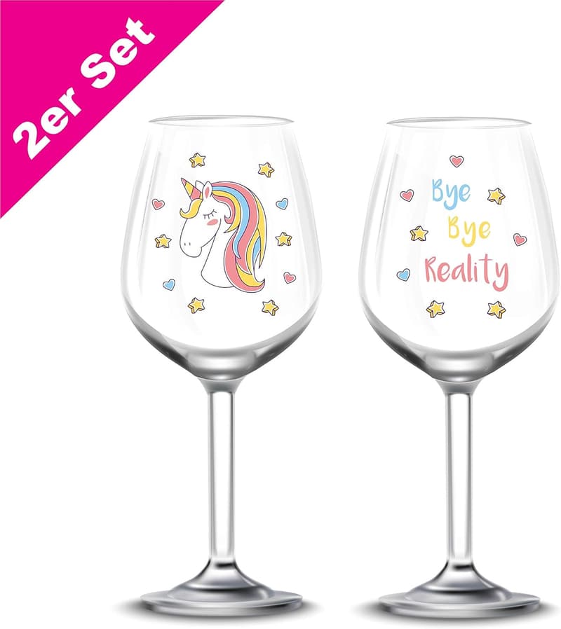 Einhorn-Weingläser Set für Liebhaber – 2 Stück im Geschenkkarton